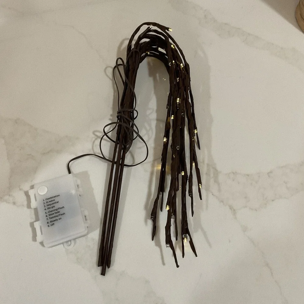 3Pcs Lighted Artificial LED Branch Lights w/ Timer Battery Operated Warm White